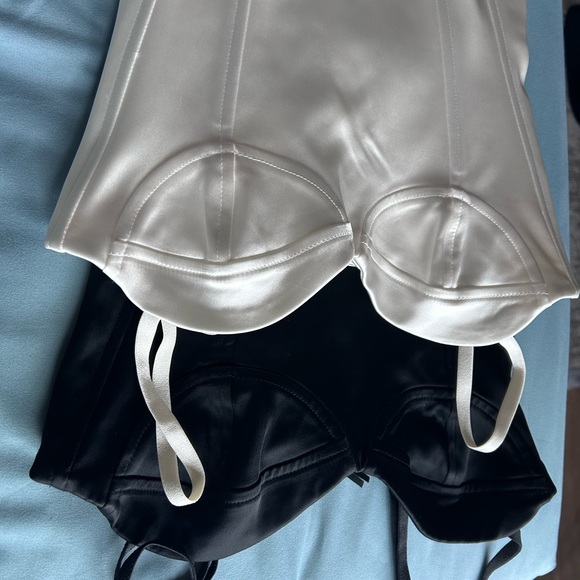 Elegant Satin Corset Set - white and Black - Picture 1 of 7